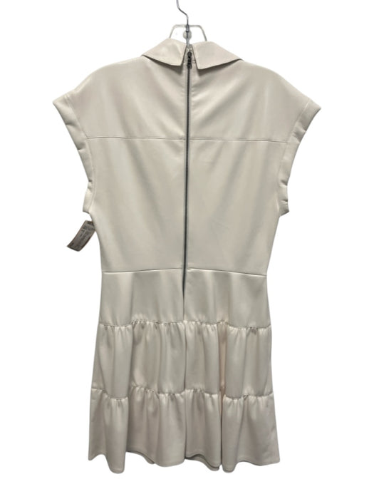 Alice + Olivia Size 6 White Polyurethane V Neck Short Sleeve Knot Detail Dress White / 6