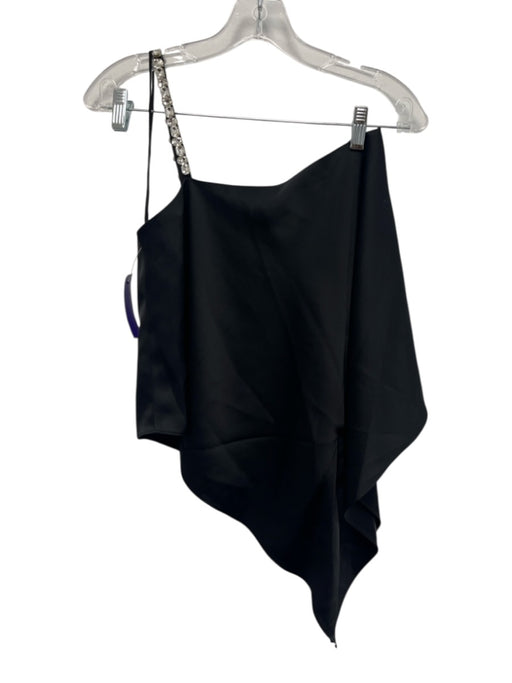 Alice + Olivia Size XS Black & Clear Triacetate Blend Satin Rhinestone Top Black & Clear / XS