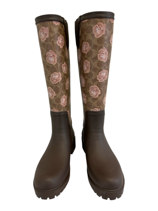 Coach Shoe Size 8 Brown & Multi Rubber floral print Rain Boots Brown & Multi / 8