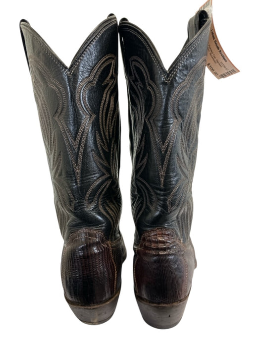 Justin Shoe Size 8 Black Leather Pointed Toe Stacked Block Heel Western Boots Black / 8