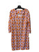 CK Bradley Size M Orange, Purple, White Polyester U Neck Long Sleeve Dress Orange, Purple, White / M