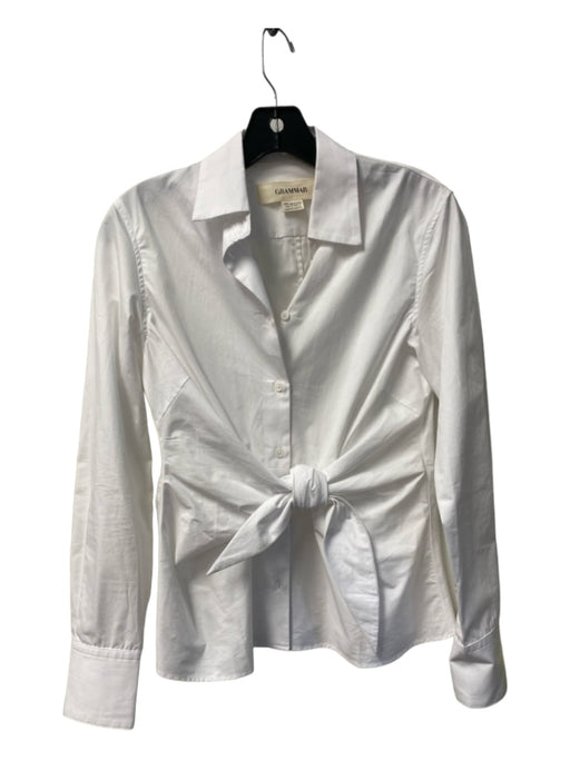 Grammar Size 4 White Cotton Button Up Long Sleeve Tie Front Darted Top White / 4