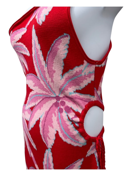 Farm Rio Size Medium Red, Pink & Blue Viscose One Shoulder Sleeveless Dress Red, Pink & Blue / Medium