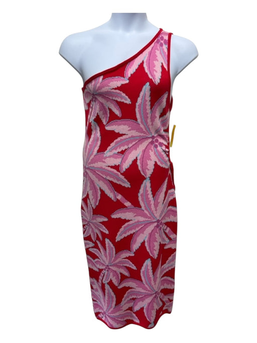 Farm Rio Size Medium Red, Pink & Blue Viscose One Shoulder Sleeveless Dress Red, Pink & Blue / Medium