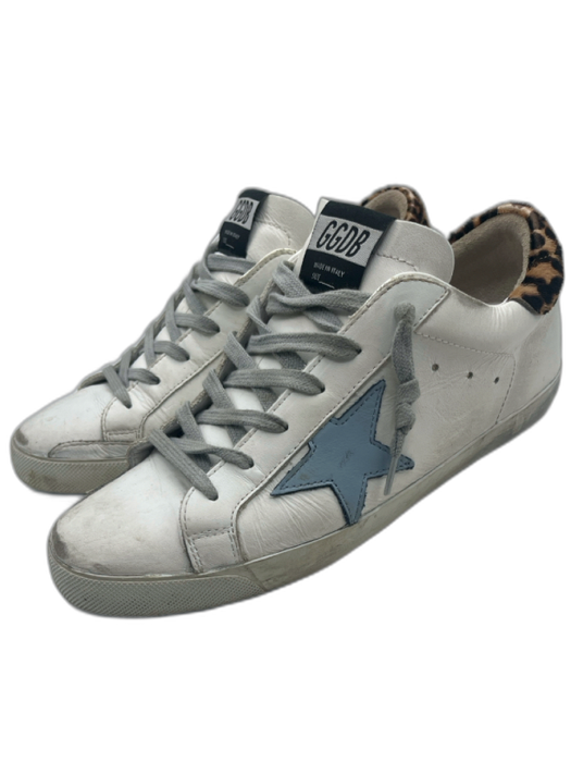 Golden Goose Shoe Size 40 White, Gray, Brown Leather Leopard Star Sneakers White, Gray, Brown / 40