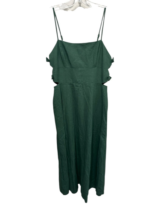 dresses wayf Wayf Size Medium Green Linen Blend Spaghetti Strap Bows Smocked Back Dress — Labels Resale Boutique