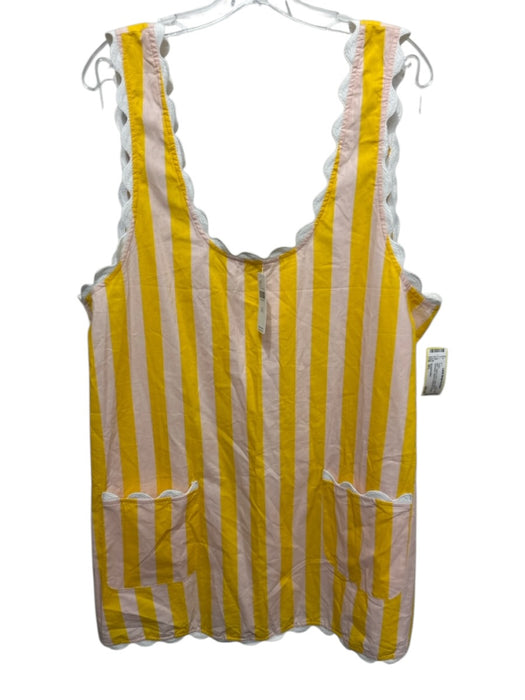 Elizabeth Gillett Size M/L Yellow & Pink Cotton Blend Sleeveless Striped Dress Yellow & Pink / M/L