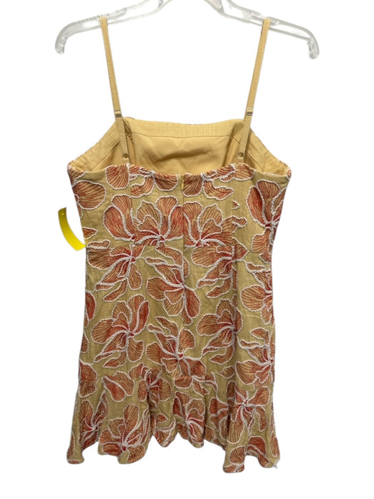 Milly Size 10 Red, White, Beige Cotton Blend Spaghetti Strap Floral Dress Red, White, Beige / 10