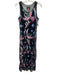 Biya Johnny Was Size Small Black & Multi Nylon Sleeveless Floral & Birds Dress Black & Multi / Small