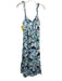 India Collection Emerson Fry Size M/L Blue, Green, White Cotton Gathered Dress Blue, Green, White / M/L