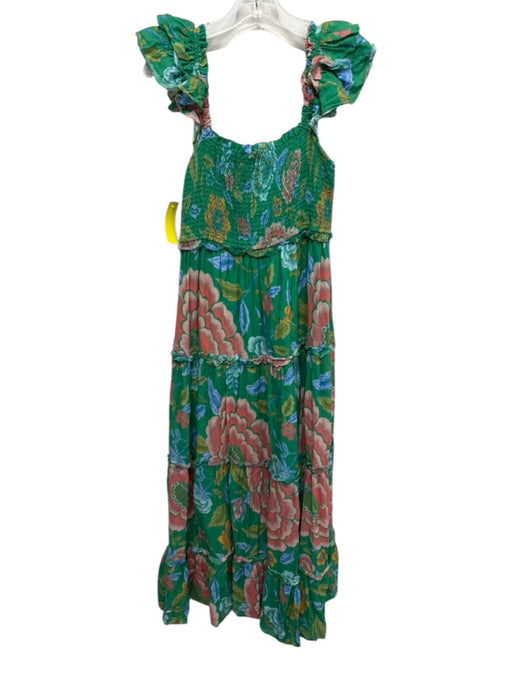 Love The Label Size Medium Green, Pink, Blue Cotton Sleeveless Floral Dress Green, Pink, Blue / Medium