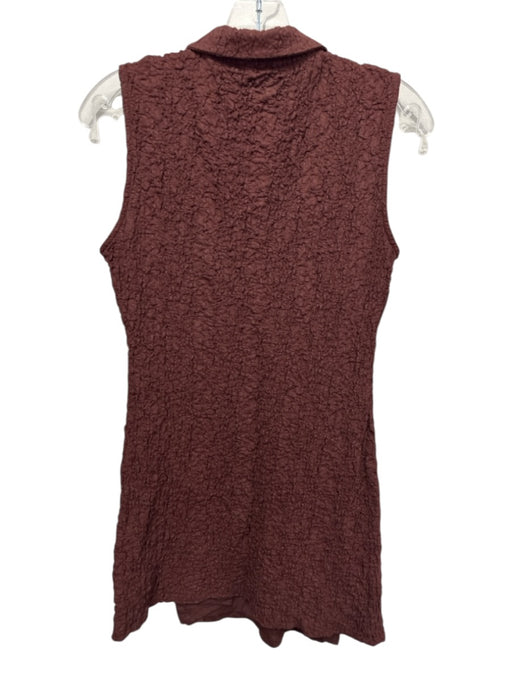 Anthropologie Size Medium Brown Cotton Blend Sleeveless Collar Textured Dress Brown / Medium