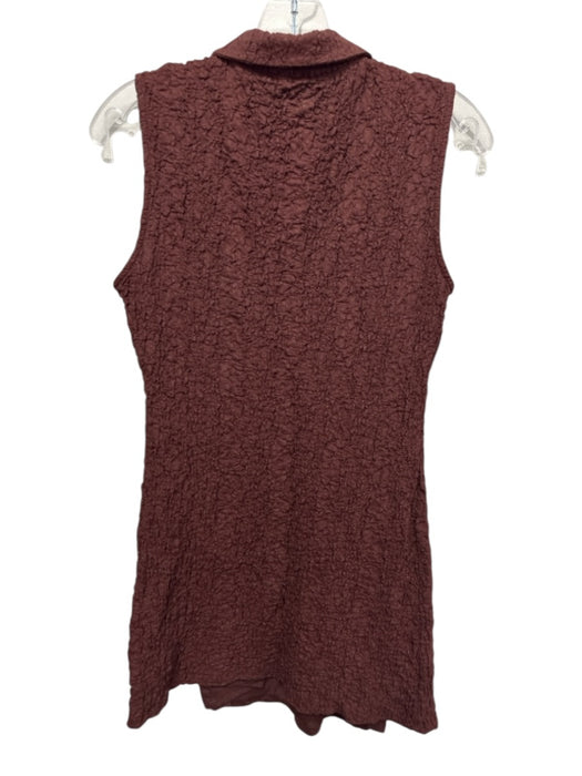 Anthropologie Size Medium Brown Cotton Blend Sleeveless Collar Textured Dress Brown / Medium