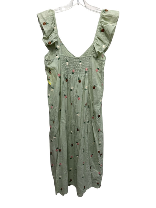Taylor Tillman Size Large Sage Green, Pink & Multi Cotton Blend Cap Sleeve Dress Sage Green, Pink & Multi / Large