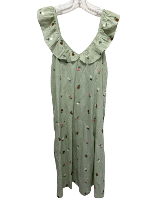 Taylor Tillman Size Large Sage Green, Pink & Multi Cotton Blend Cap Sleeve Dress Sage Green, Pink & Multi / Large