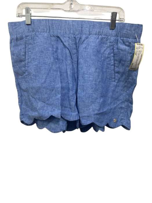 Lilly Pulitzer Size Large Blue Linen Elastic Waist Scalloped Hem Shorts Blue / Large