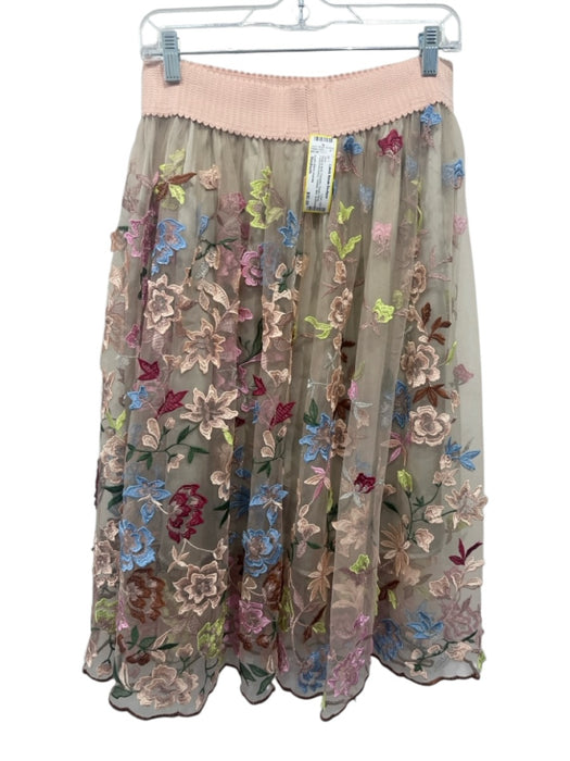 Aratta Silent Journey Size Medium Beige & Multi Polyester Elastic Waist Skirt Beige & Multi / Medium