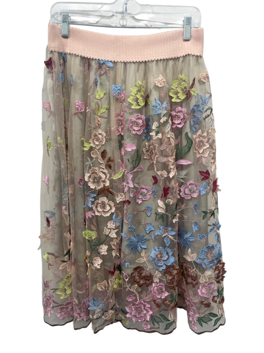 Aratta Silent Journey Size Medium Beige & Multi Polyester Elastic Waist Skirt Beige & Multi / Medium