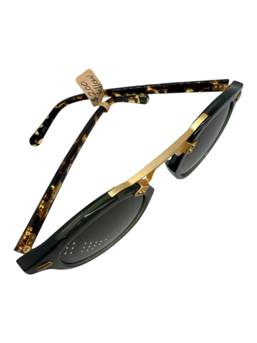 Krewe Green, Brown, Gold Acetate Round Lens Tortoise 24k Gold Sunglasses Green, Brown, Gold