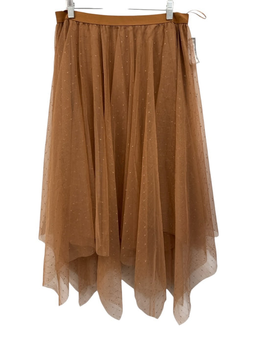 Easel Size L Clay Brown Polyester Blend Elastic Waistband Mesh Overlay Skirt Clay Brown / L