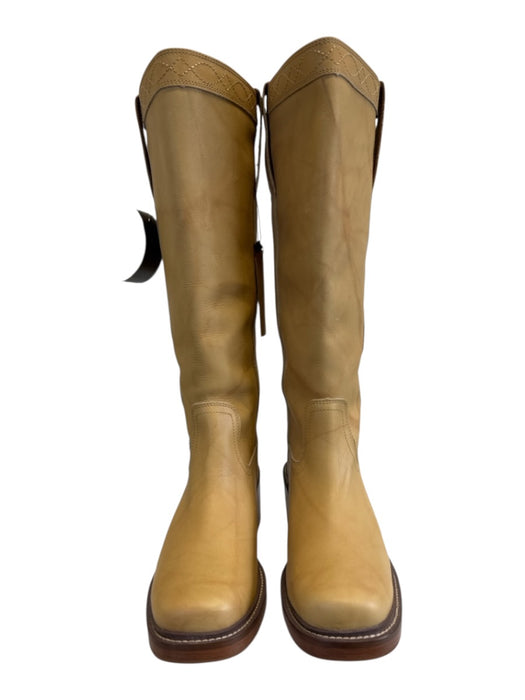 Frye Shoe Size 9 Pale Yellow & Beige Leather Upper Round Square Toe Boots Pale Yellow & Beige / 9