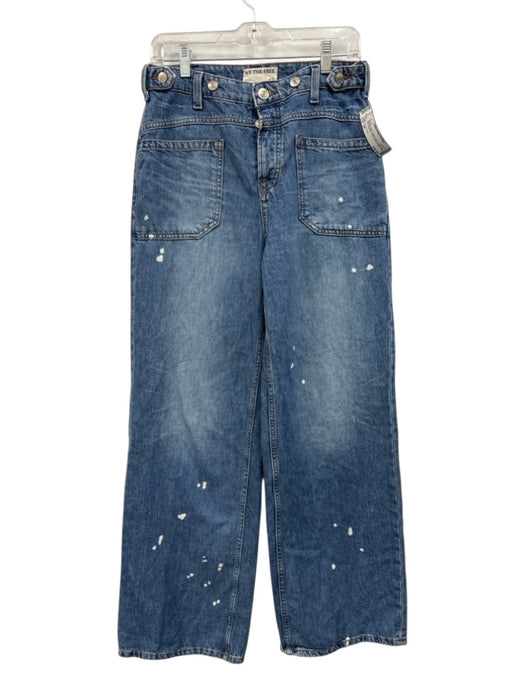 We The Free Size 26 Medium Wash Cotton Denim Button Fly Paint Splatter Jeans Medium Wash / 26