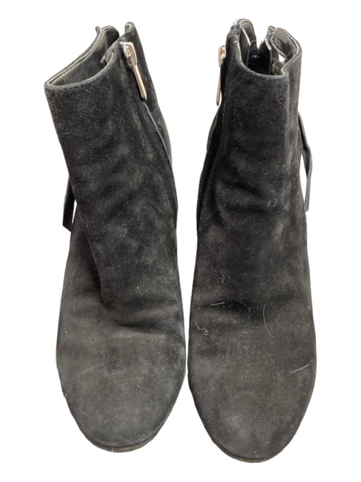 Sam Edelman Shoe Size 6.5 Black Suede Zipper Detail Side Zip Almond Toe Booties Black / 6.5