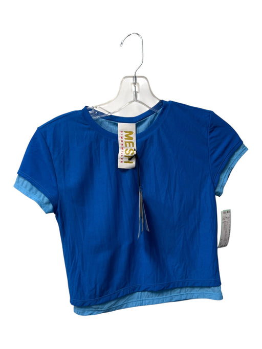 Simon Miller Size S Blue Polyester Short Sleeve Cropped Mesh Seam Detail Top Blue / S