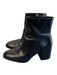 Nordstrom Shoe Size 6 Black Leather Rounded Point Toe Side Zip Block Heel Boots Black / 6