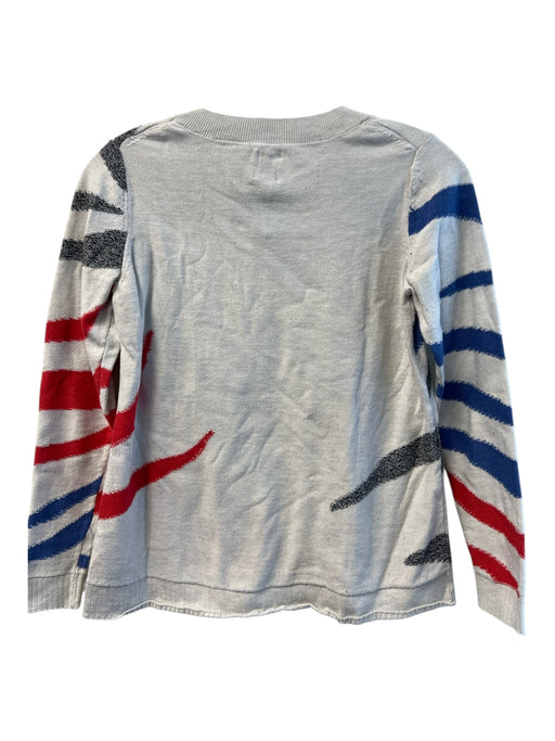 Nic + Zoe Size C White & Multi Cotton & Viscose Abstract Detail Round Neck Top White & Multi / C