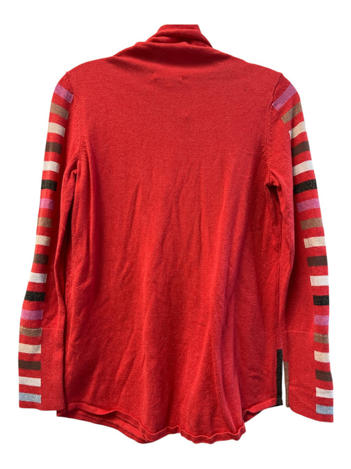Nic + Zoe Size XS Red Cotton & Viscose Turtleneck Long Sleeve Side Stripes Top Red / XS