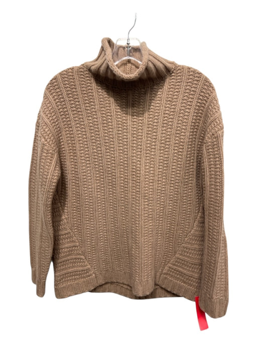 Garnet Hill Size S Beige Brown Cashmere Knit Turtleneck Sweater Beige Brown / S
