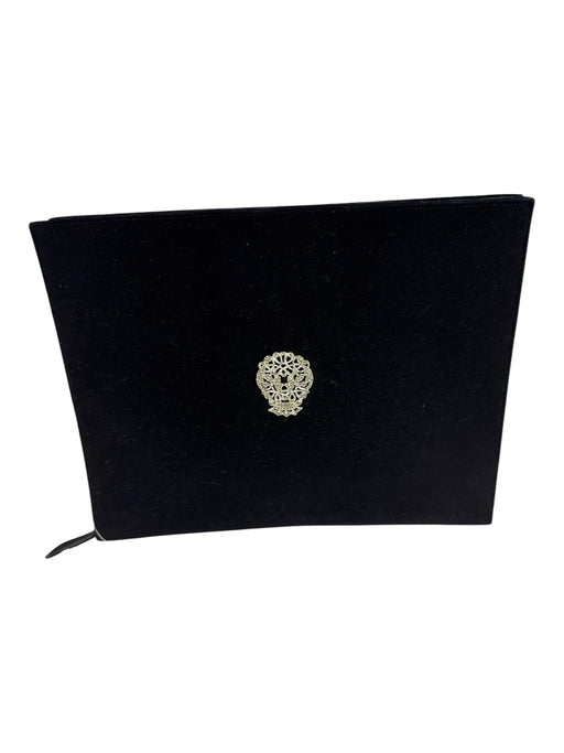 Koret Black Kid Suede Zip Close Embellished Clutch Bag Black / Small