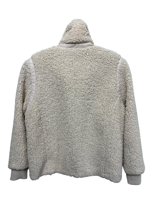 Banana Republic Size M Cream Polyester Zip Up Leather Detail Long Sleeve Jacket Cream / M