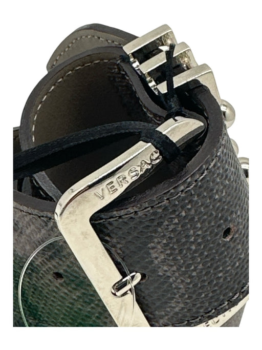 Versace Collection Black & Brown Leather Snakeskin Belts Black & Brown / 90