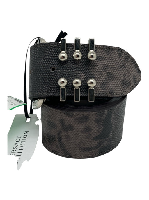 Versace Collection Black & Brown Leather Snakeskin Belts Black & Brown / 90