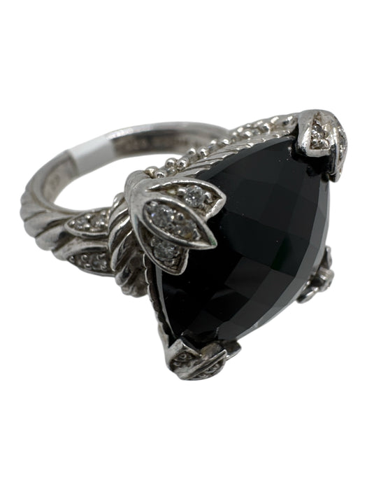 Judith Ripka Silver & Black 925 Silver & Onyx Diamonds Cocktail Ring Silver & Black