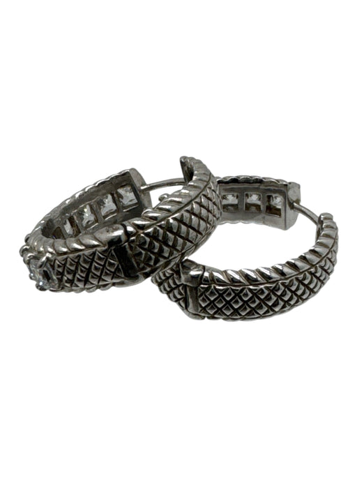 Judith Ripka Silver 925 Silver Cubic Zirconia Hinge Closure Earrings Silver