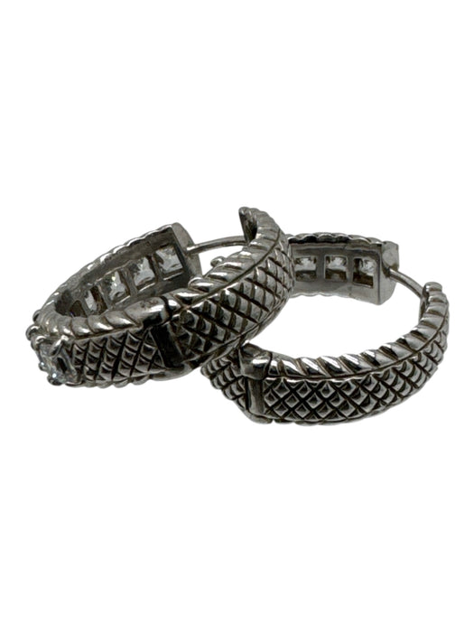 Judith Ripka Silver 925 Silver Cubic Zirconia Hinge Closure Earrings Silver