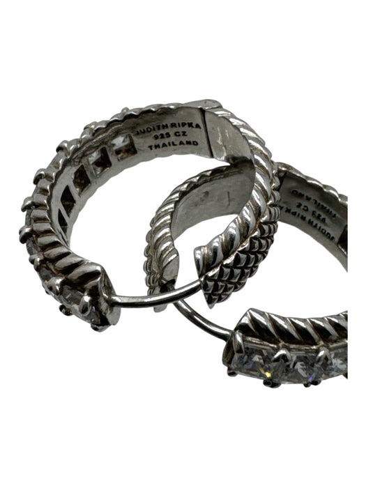 Judith Ripka Silver 925 Silver Cubic Zirconia Hinge Closure Earrings Silver