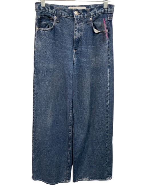 Rag & Bone Size 26 Medium dark wash Cotton Denim Print Pocketed Wide Leg Jeans Medium dark wash / 26