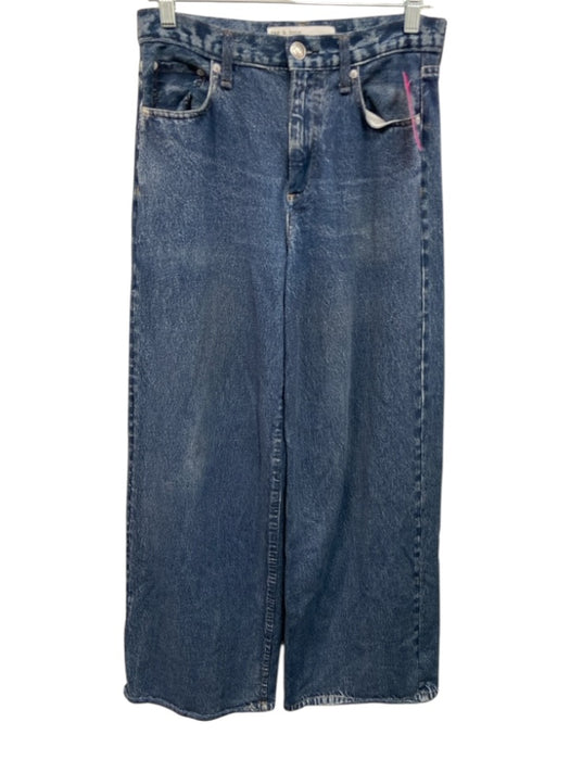 Rag & Bone Size 26 Medium dark wash Cotton Denim Print Pocketed Wide Leg Jeans Medium dark wash / 26