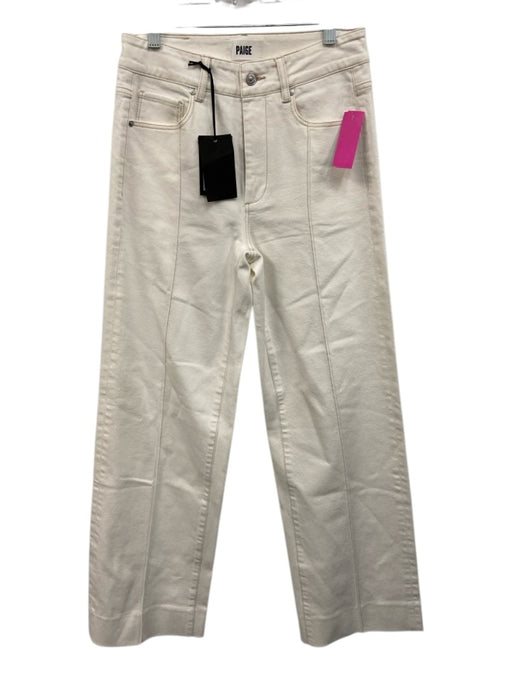 Paige Size 26 Cream White Cotton Blend Denim Contrast Stitch Jeans Cream White / 26