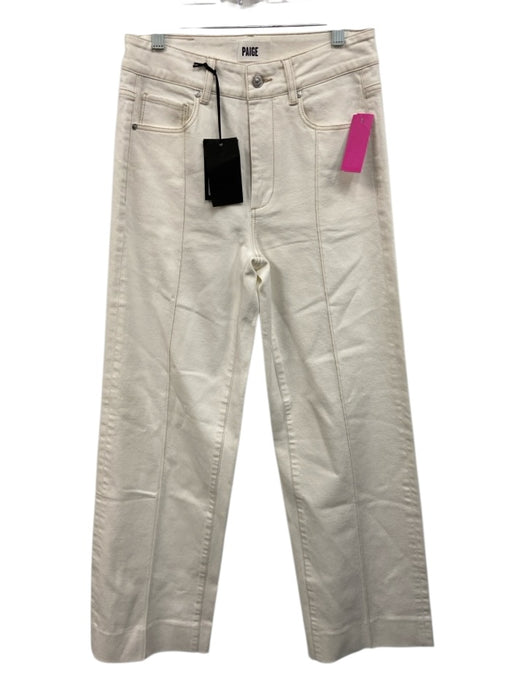 Paige Size 26 Cream White Cotton Blend Denim Contrast Stitch Jeans Cream White / 26