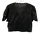 Elie Tahari Size S Black Linen Blend Scalloped Hem Floral Cutout V Neck Top Black / S