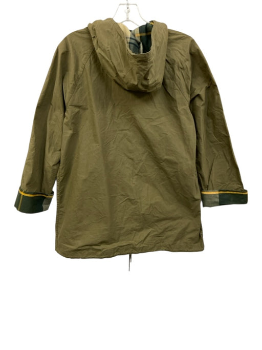 Barbour Size 4 Army Green Cotton Zip Front Hooded Pocketed Rain Coat Army Green / 4