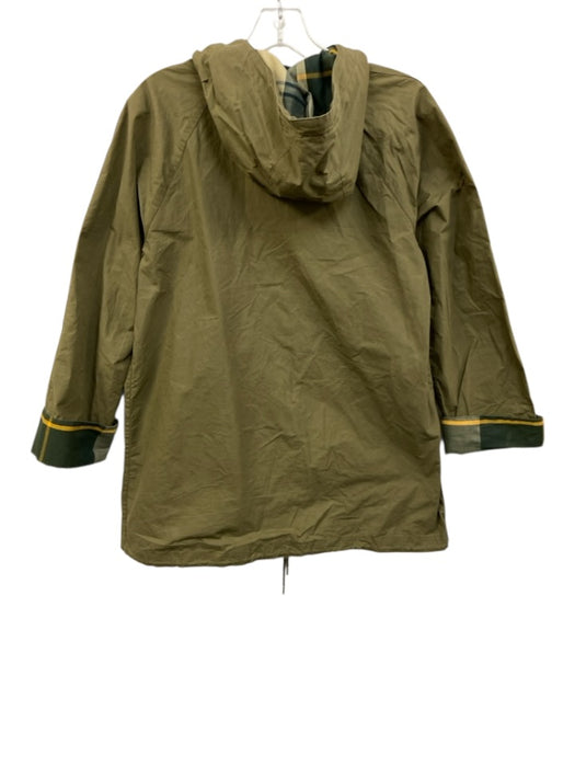 Barbour Size 4 Army Green Cotton Zip Front Hooded Pocketed Rain Coat Army Green / 4