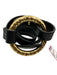Tory Burch Black Leather Gold Tone Hardware Logo Detail Peg Clasp Ring Belts Black