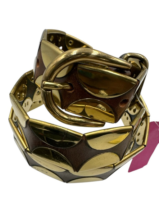 Infinity Fienze Brown & Gold Tone Leather Metal Detail Half Circle Belts Brown & Gold Tone / M