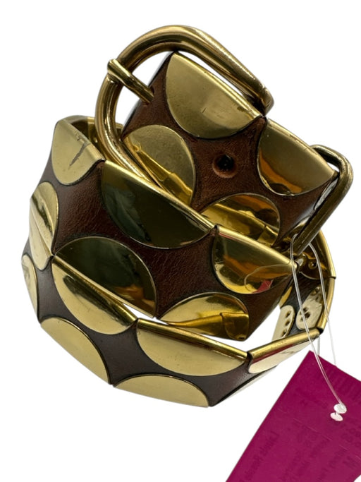 Infinity Fienze Brown & Gold Tone Leather Metal Detail Half Circle Belts Brown & Gold Tone / M
